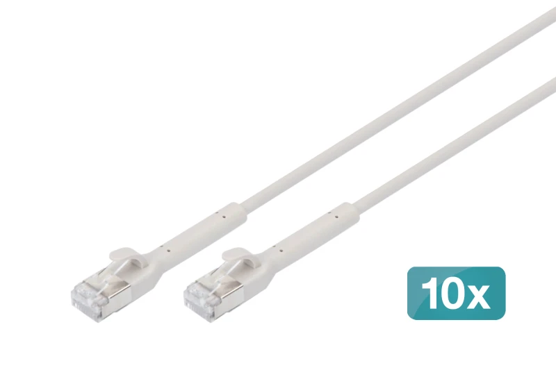 Image of Digitus CAT 6A F-FTP bendable patch cord. copper. 0.3 m. gray. 10 piec