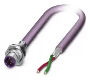 image of Phoenix Contact 1534355 Sensor Cord, 2P, M12 Plug-Free End, 1M