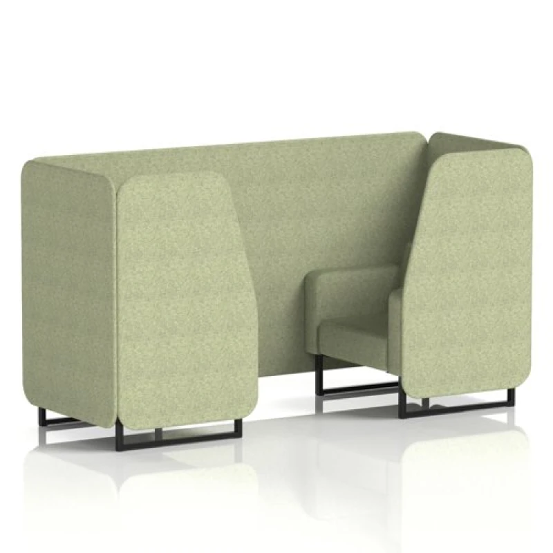 Image of Brixworth 2 Seater Office Booth with Front Panel - Black Legs in Rivet Fabric - Burnish Panels and Sofa