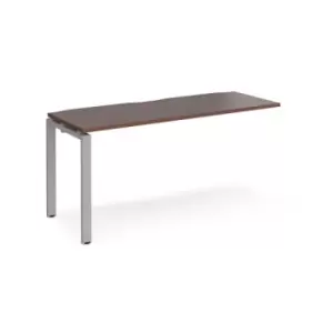 Image of Bench Desk Add On Rectangular Desk 1600mm Walnut Tops With Silver Frames 600mm Depth Adapt