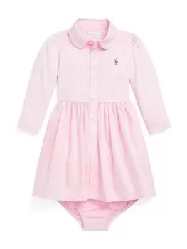 Image of Ralph Lauren Baby Girls Long Sleeve Shirt Dress - Pink, Size 18 Months