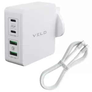 Image of VELD 66W Super-Fast 4 Port Wall Charger + 1.5m Type-C to Type-C 60W Cable