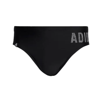 Image of adidas Wording Swim Trunks Mens - Black