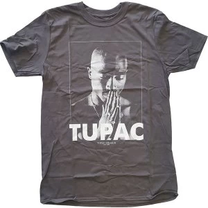 Tupac - Praying Unisex Large T-Shirt - Grey