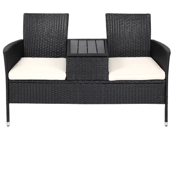 image of Poly Rattan Jack & Jill Bench Black WPC 143x64x88cm