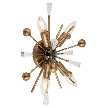 Image of Taormina 4 Light Wall Lamp Aged Brass Plate, Black Nickel & Clear Glass