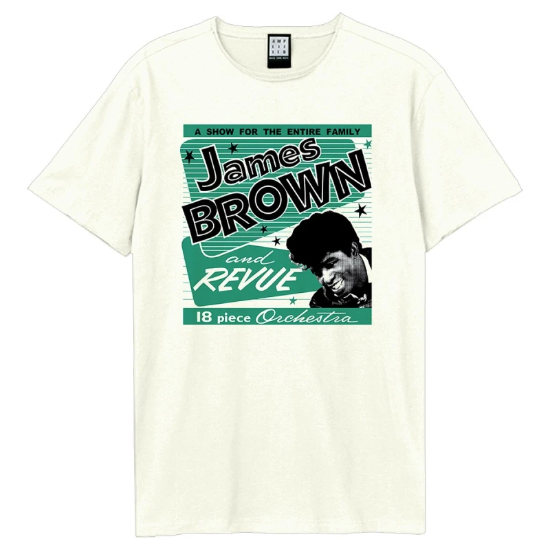 Image of Amplified Amplified Men Retro Revue James Brown T-Shirt in White Size: X-Small White XS Male 5063806003939