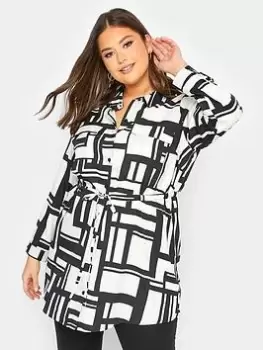Image of Yours Utility Tunic Mono Stripe, Black, Size 22-24, Women