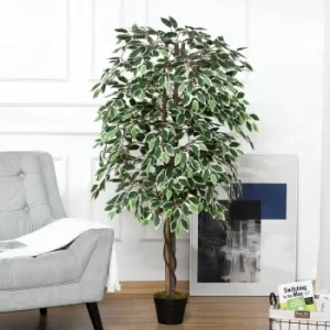 Image of Outsunny Artificial Ficus Silk Tree with Nursery Pot, Decorative Fake Plant, for Indoor Outdoor Decor, 160cm