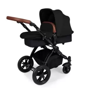 image of Ickle Bubba Stomp V3 2 in 1 Pushchair - Black on Black with Tan Handles