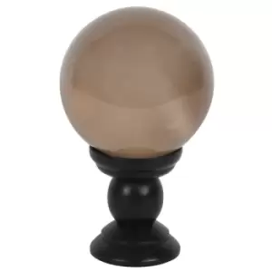 Smoke Grey Large Crystal Ball on Wooden Stand