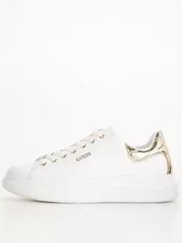 Image of Guess Vibo Trainer, White/Gold, Size UK 8 = It/Eu 41, Women