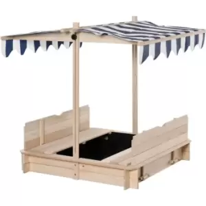 Image of Outsunny - Kids Square Wooden Sandpit Children Cabana Sandbox Outdoor Playset