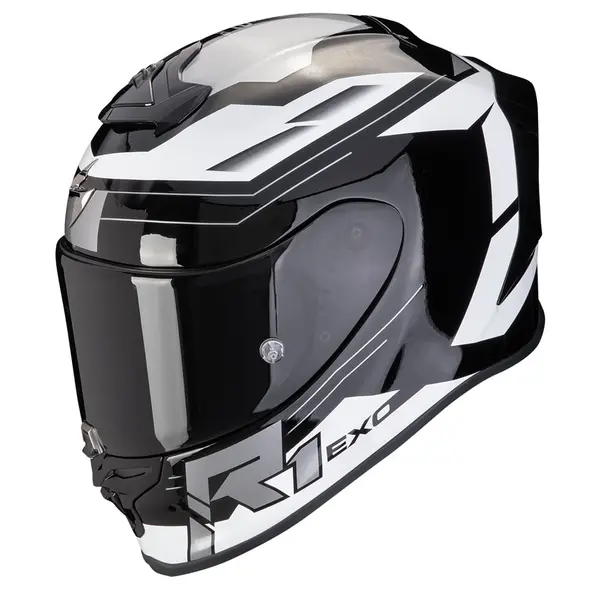 Image of Scorpion EXO-R1 Evo Air Blaze Black White Full Face Helmet Size M