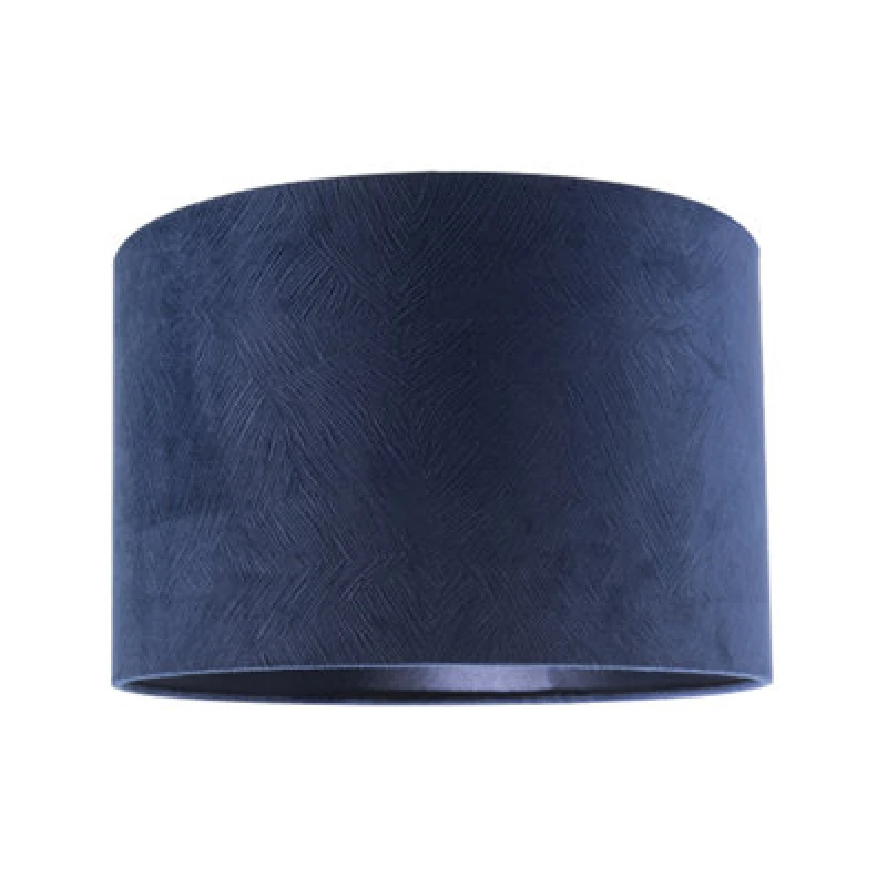 Image of Happy Homewares Contemporary Thin Lined Midnight Blue Velvet Fabric Round Lamp Shade