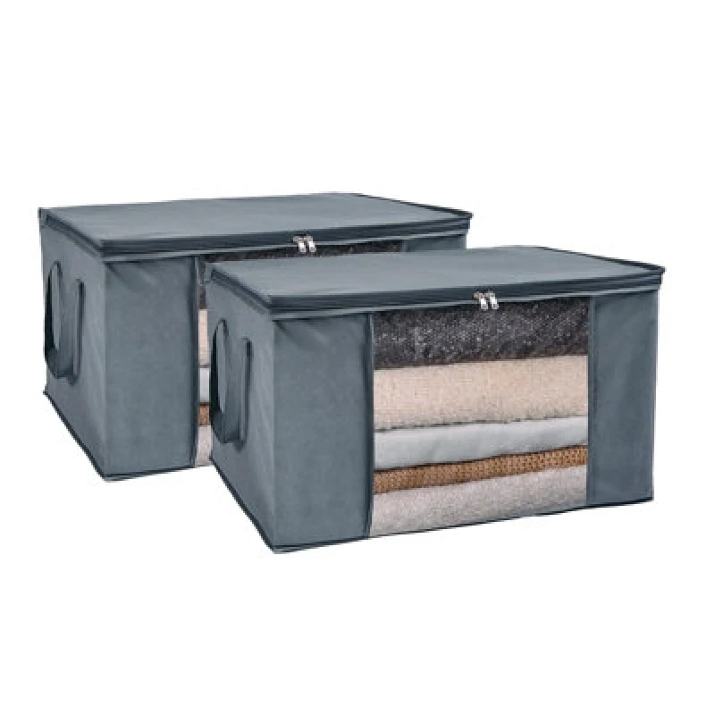 Image of OHS OHS Large Underbed Storage Bags 2 Pack Clothes Shoes Organiser in Grey Grey One Size Unisex 5027434184071