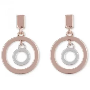 image of Ladies Anne Klein Two-Tone Steel and Rose Plate Earrings