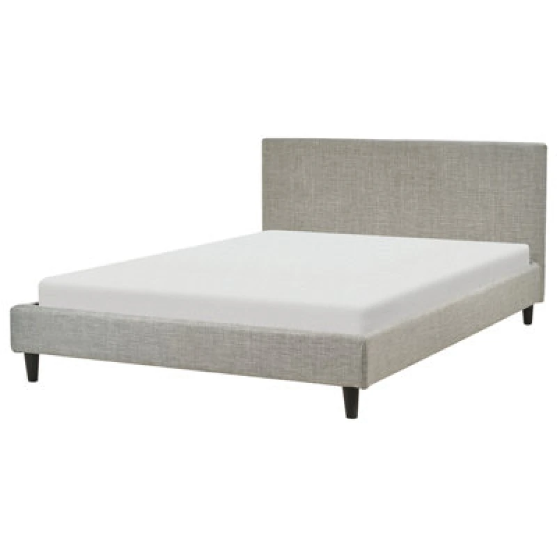 Image of Beliani Bed Fabric Fitou 140 X 200 Cm (Eu Double) Light Grey
