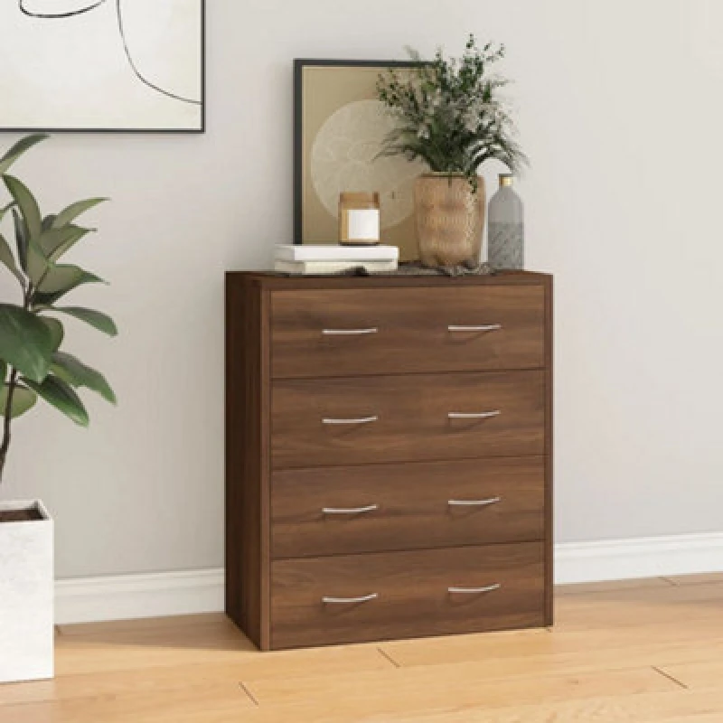Image of vidaXL Sideboard With 4 Drawers 60x30.5x71cm Brown Oak, Brown 342582