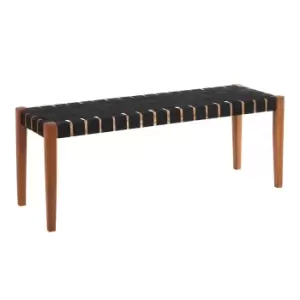 Image of Woven Dining Bench- Brown