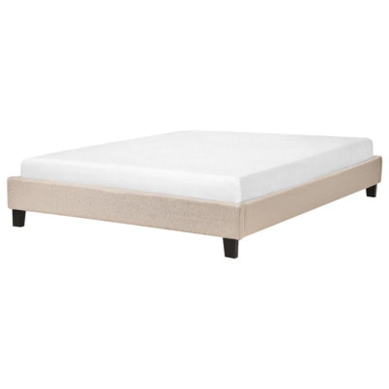Image of Beliani Bed Without Headboard Fabric Roanne 140 X 200 Cm (Eu Double) Beige