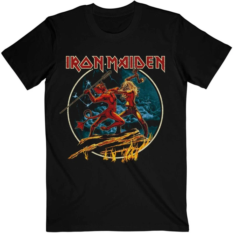 Image of Iron Maiden Mens Run To The Hills Circular T-Shirt in Black Size: Medium Black Male M