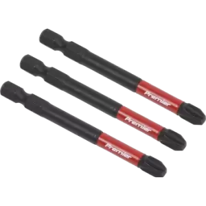 Image of Sealey Impact Power Tool Phillips Screwdriver Bits PH3 75mm Pack of 3