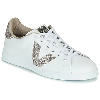 image of Victoria TENIS PIEL GLITTER womens Shoes Trainers in White,4,5