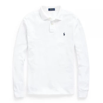 image of Polo Ralph Lauren Custom Slim Fit Long Sleeved Polo Shirt - White