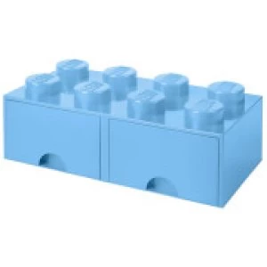 image of LEGO Storage 8 Knob Brick - 2 Drawers (Light Royal Blue)