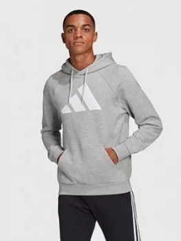 Image of Adidas Fleece Hoodie - Medium Grey Heather