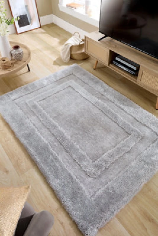 Image of Origins Frame Shaggy Rug Silver 120X170 WB70401