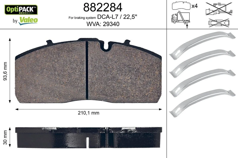 Image of Brake pad set VALEO 882284