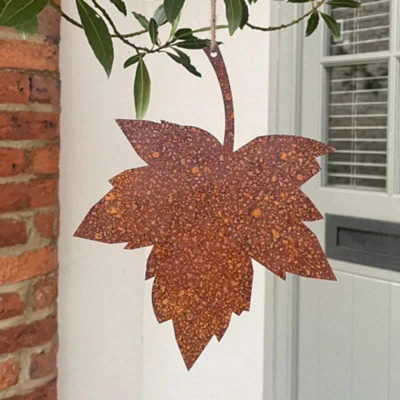 Image of Poppy Forge Falling Leaves With No Text - Bare Metal/ready To Rust - W20 X H25 Cm