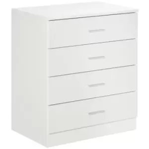 image of Homcom Chest Of 4 Drawers With Metal Rails Anti Tip White And Silver