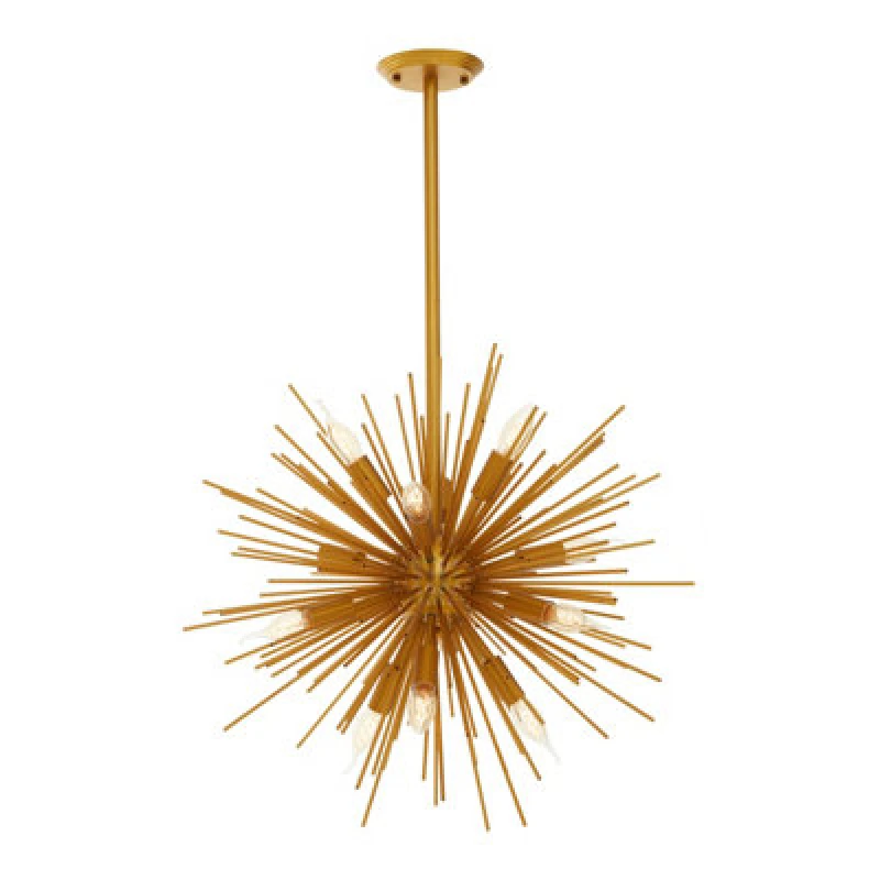 Image of Orsina Brass Finish Metal Pendant Light, Luxe Contemporary Ceiling Light With 12 Bulb Holders