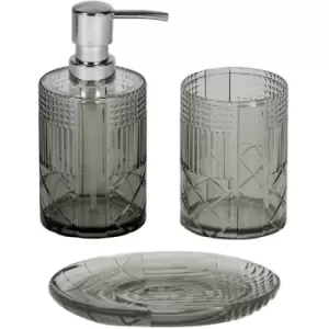 image of Balmoral Collection Grey 3 Piece Bathroom Accessory Set - Grey