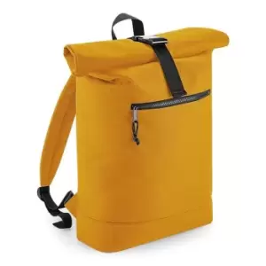 image of Bagbase Rolled Top Recycled Backpack (One Size) (Mustard Yellow)