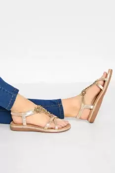 image of Wide & Extra Wide Fit Diamante Studded Sandals