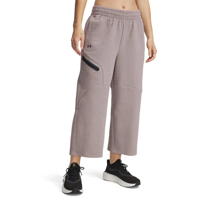 Image of Under Armour Womens Cropped Open Hem Fleece Joggers Gray female 8 (XS)
