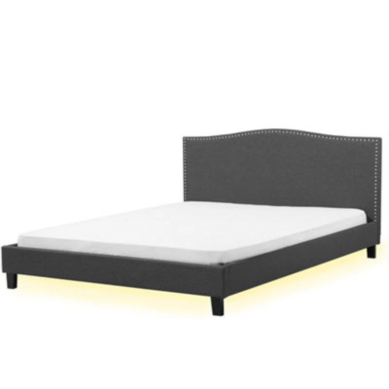 Image of Beliani Bed Fabric Montpellier 180 X 200 Cm (Eu Super King) LED White