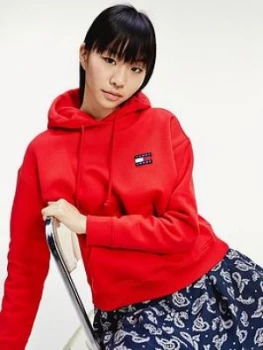 Image of Tommy Jeans Tommy Badge Hoodie - Red