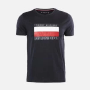 Image of Tommy Hilfiger Mens Corporation Stripe Box T-Shirt - Desert Sky - M