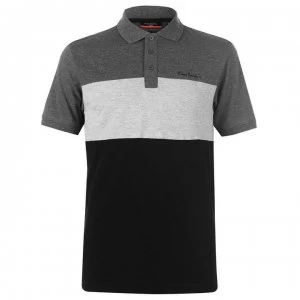 image of Pierre Cardin Cut And Sew Polo Shirt Mens - Black/Grey M