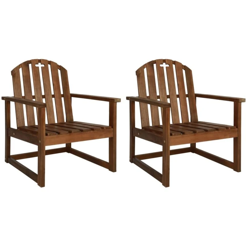 Image of vidaXL 2x Solid Acacia Wood Garden Sofa Chairs with Armrests Outdoor Seat