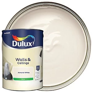 Image of Dulux Walls & Ceilings Almond White Silk Emulsion Paint 5L