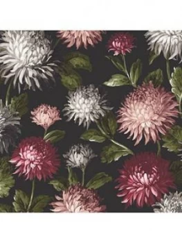 Image of Woodchip & Magnolia October Bloom Charcoal Wallpaper