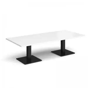 Image of Brescia rectangular coffee table with flat square Black bases 1800mm x