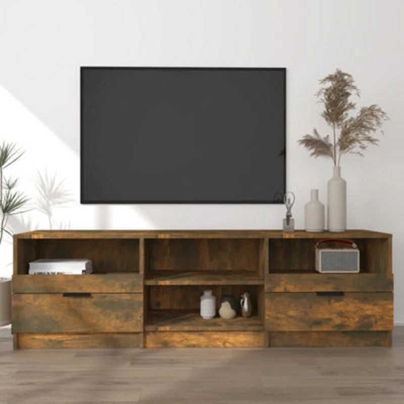 Image of vidaXL TV Cabinet Smoked Oak 150x33.5x45cm Engineered Wood, Brown 817114