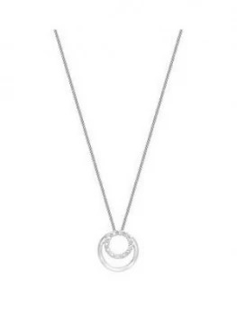 image of Love Diamond 9Ct White Gold Diamond Set Double Circle Slider Pendant Necklace